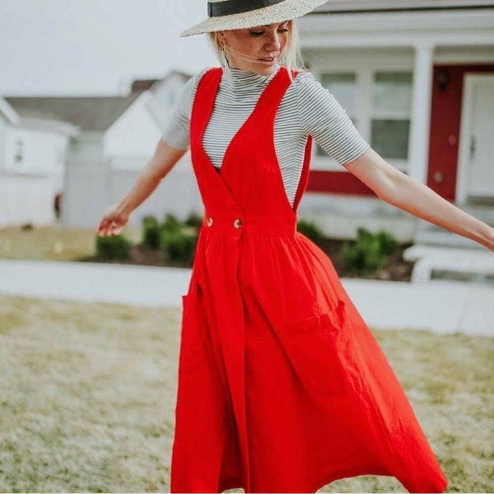 Free People Elegant Red Diana Wrap Midi Sleeveless Dress